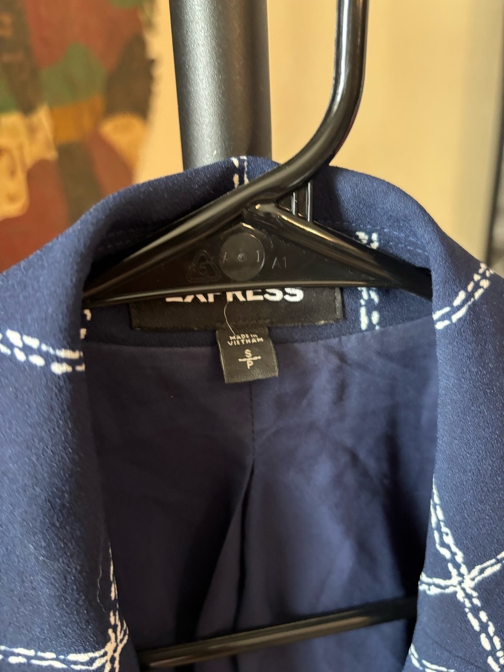Express Navy Blazer with White Windowpane Grid - Picture 4 of 6